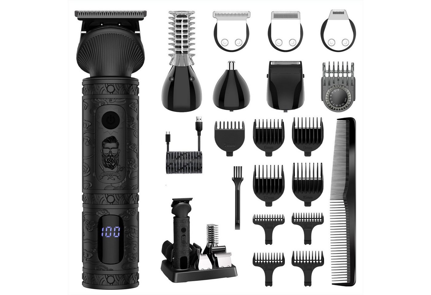 HATTEKER Bartschneider RFC-5618, Haarschneider, Multifunktionaler Trimmer 6in1