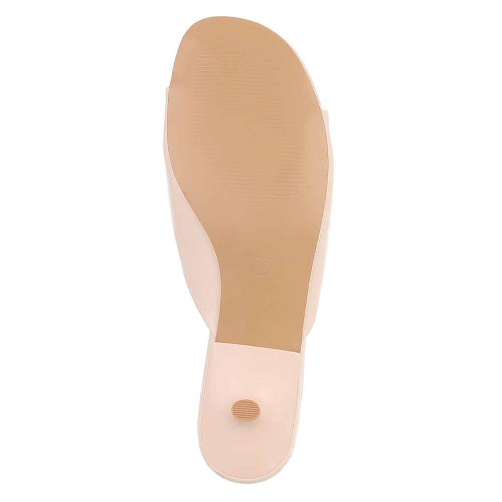 Ital-Design Damen Mules mit Blockabsatz und offener Spitze Pantolette (91849347) Pfennig-/Stilettoabsatz Pantoletten in Apricot