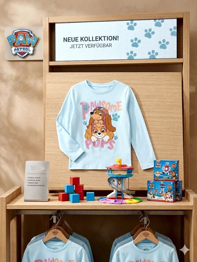 PAW PATROL Langarmshirt Paw Patrol Mädchen Langarmshirt Sky Glitzer 98–128 Mädchen langarm Pulli Pullover Shirt