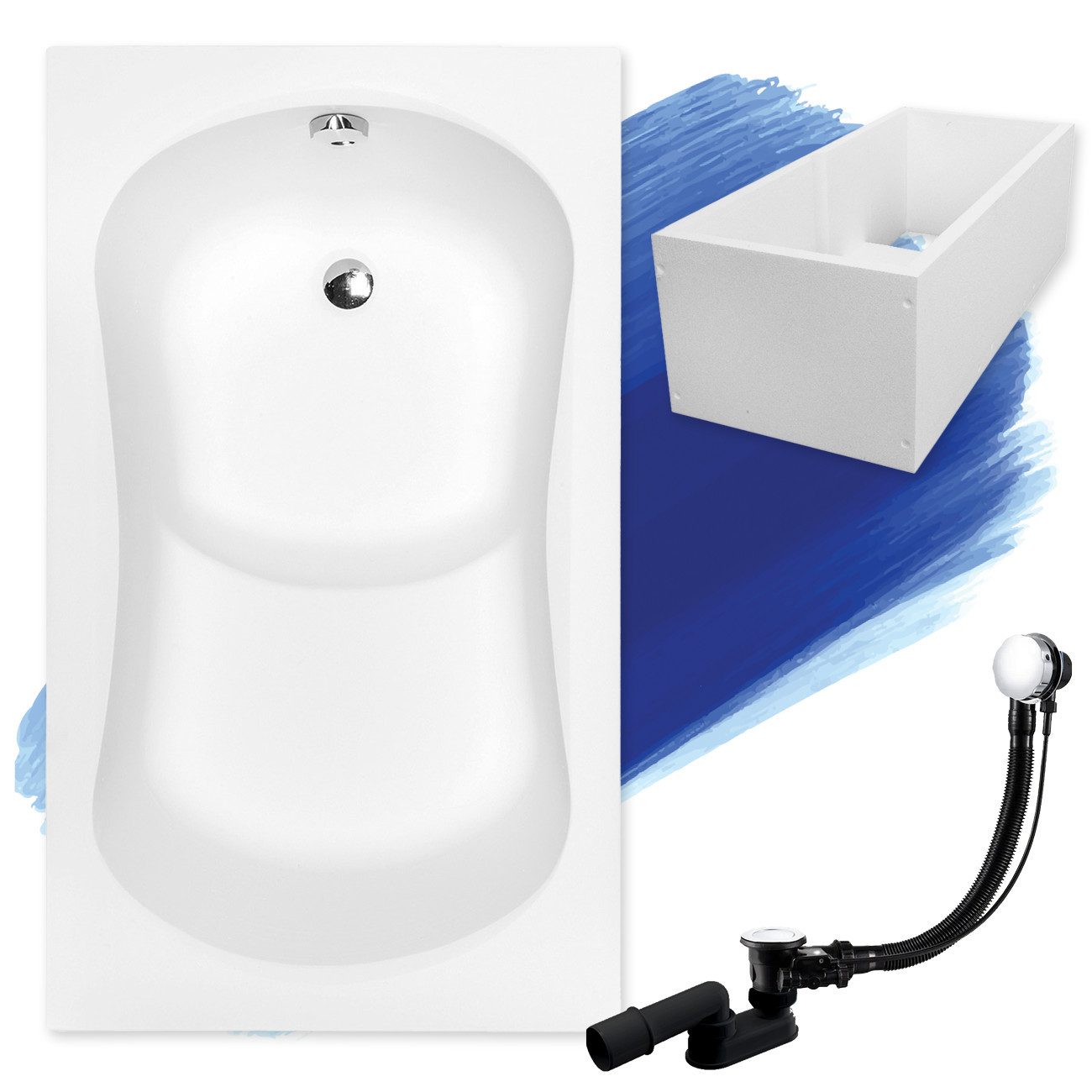 KOLMAN Badewanne Rechteck Aria 120x70, Ablaufgarnitur günstig online kaufen