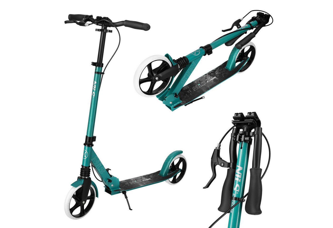 Thumbnail - NILS EXTREME Cityroller Tretroller Scooter Roller Kickroller große Rollen türkis