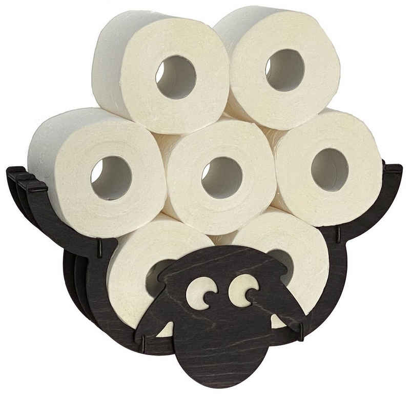 DanDiBo Toilettenpapierhalter »Toilettenpapierhalter Schaf Wand Schwarz Holz Toilettenrollenhalter WC Rollenhalter Ersatzrollenhalter Klopapierhalter«
