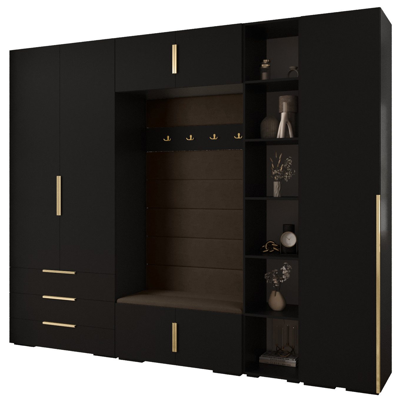 ABIKS MÖBEL Kompaktgarderobe INOVA 1 SATZ 11 Möbelset, Garderobe mit Kleiderstange und Regalen