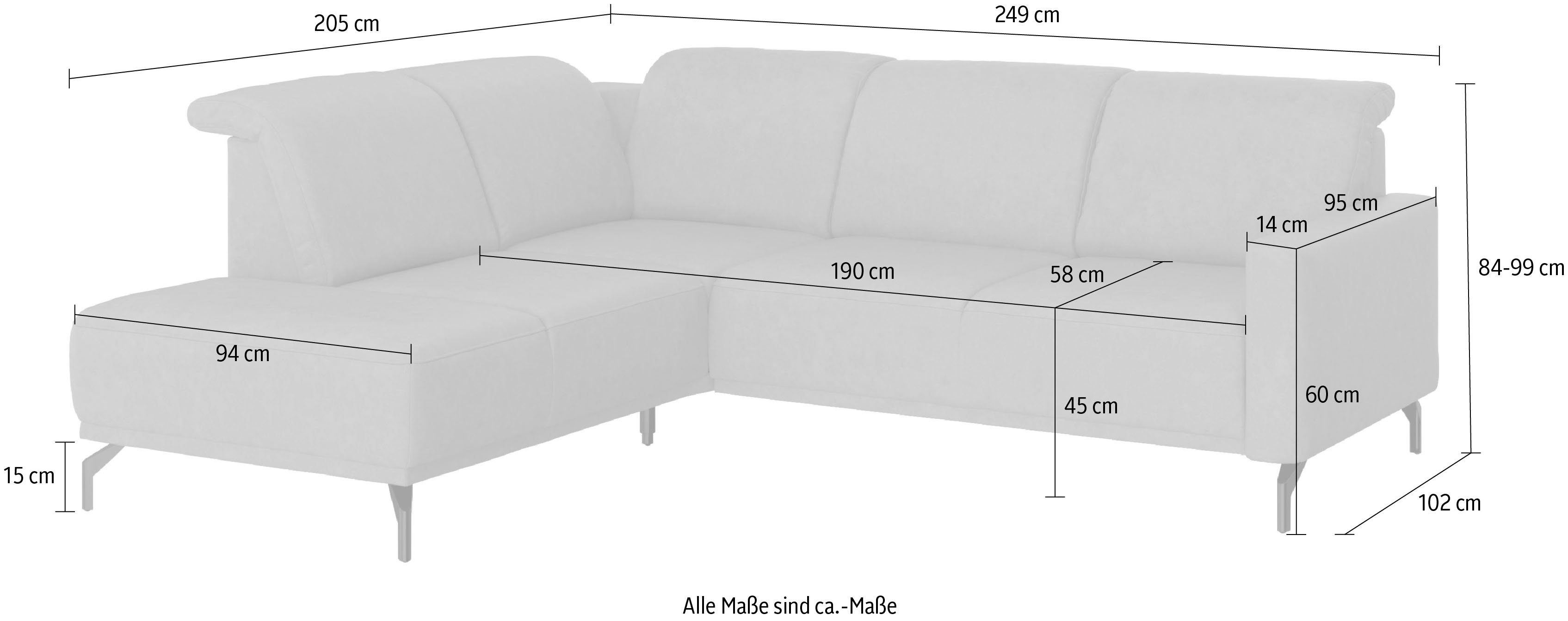 sit&more Ecksofa Bailando, wahlweise motorisch und mit Kopfteilverstellung Vorziehsitz