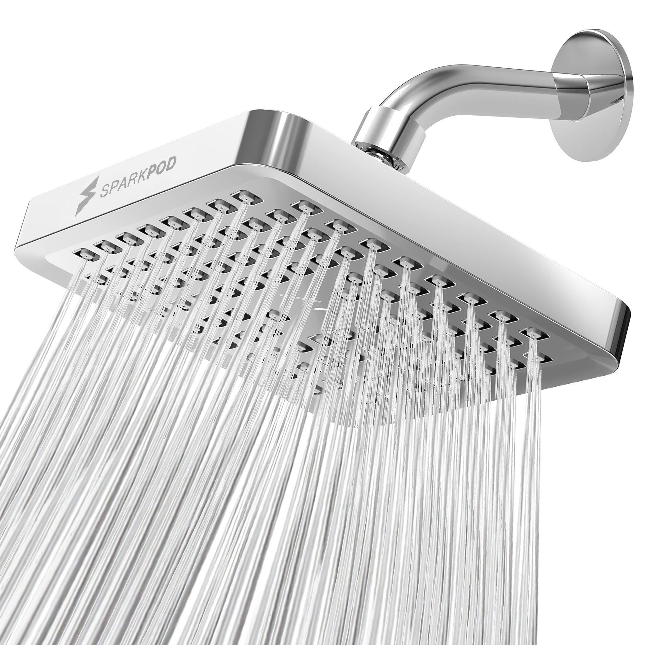 sparkpod Regenduschkopf XXL Regenduschkopf Hochdruck – Luxus Wellness-Dusche für Zuhause, (Regenduschkopf mit Universalanschluss und Hochdruck-Wasserfluss, 5-tlg., Duschkopf mit Anti-Kalk-Düsen, wassersparend und leicht zu reinigen), Regenduschkopf mit 90 Silikondüsen für intensives Duscherlebnis