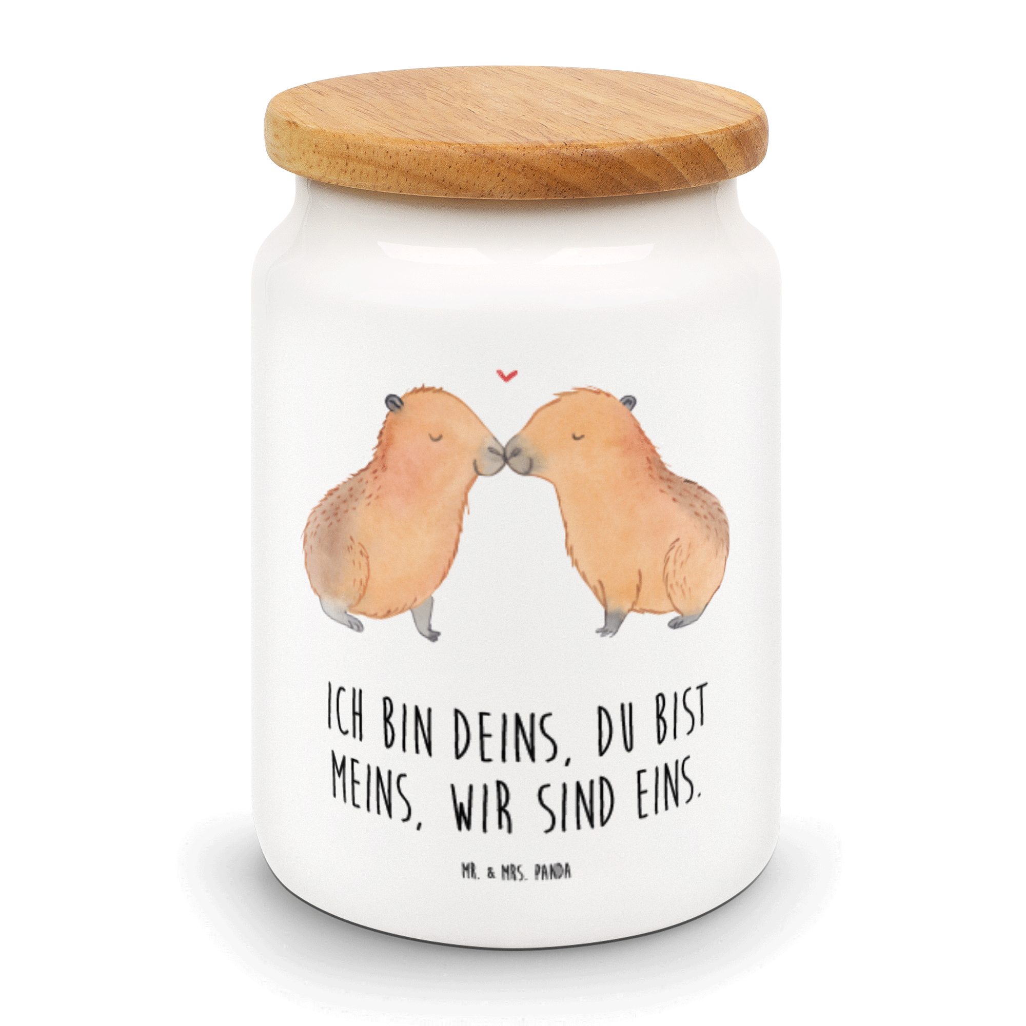 Mr. & Mrs. Panda Vorratsdose Capybara Liebe - Weiß - Geschenk, Gute Laune, Tiermotive, Beziehung, Keramik, (1-tlg)