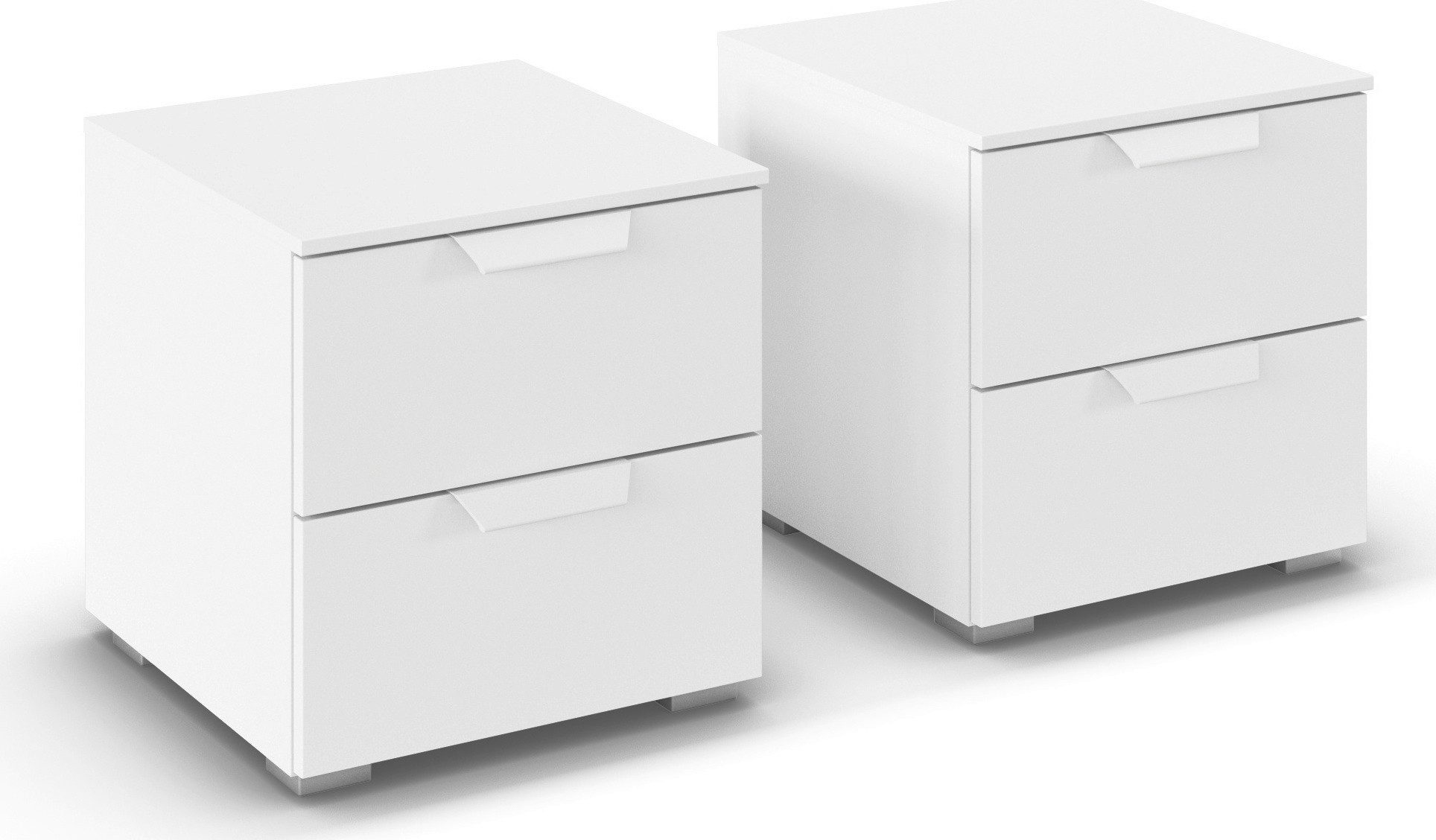 rauch Nachtkommode Nachttisch Nachtkonsole COSTA Set mit farblich passenden Metallgriffen (2 St., in 2 Griff-Farben, Breite je 40 cm), je zwei geräumige Schubladen MADE IN GERMANY