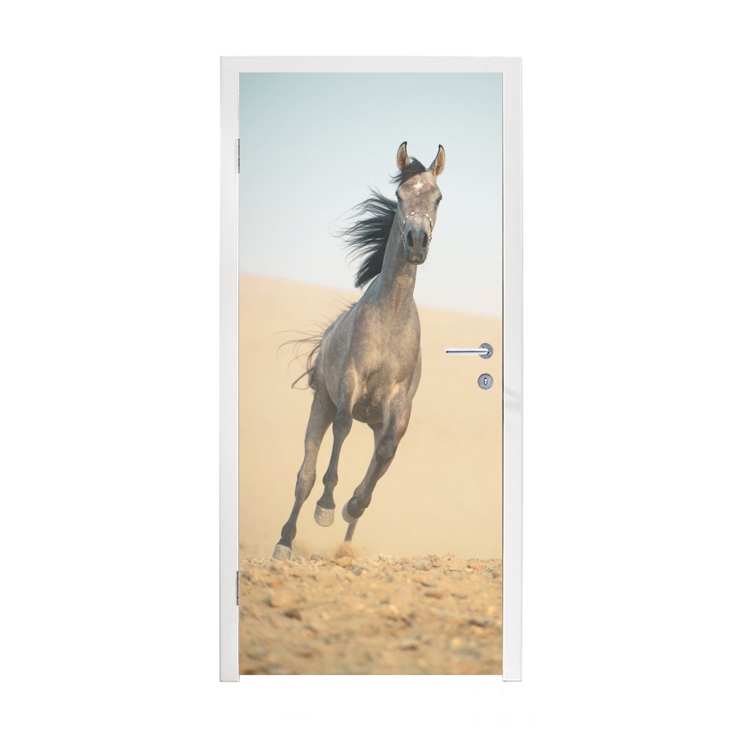 MuchoWow Türtapete Pferd - Sand - Wüste, Matt, bedruckt, (1 St), Fototapete für Tür, Türaufkleber, 75x205 cm