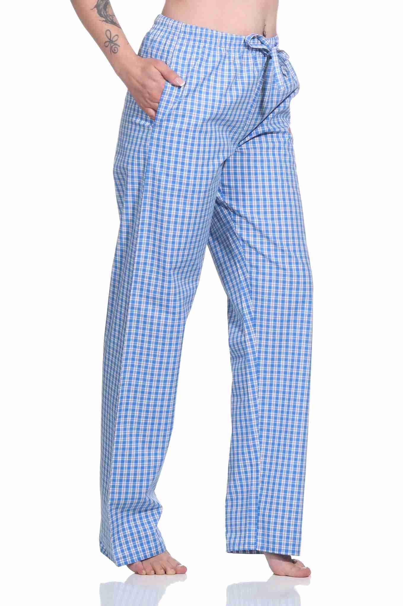 Normann Pyjama Damen Schlafanzug Hose lang gewebt aus Baumwolle – ideal zum relaxen – Bild 3 von 4