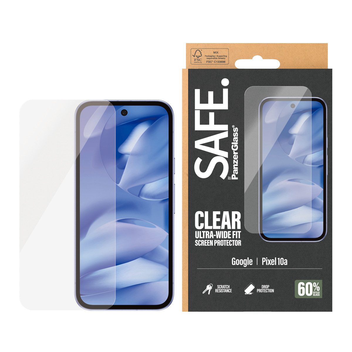 SAFE by PanzerGlass Displayschutzglas Ultra-Wide Fit Screen Protector für Google Pixel 10a, Displayschutzfolie, Schutzfolie, Bildschirmschutz, kratz- & stoßfest
