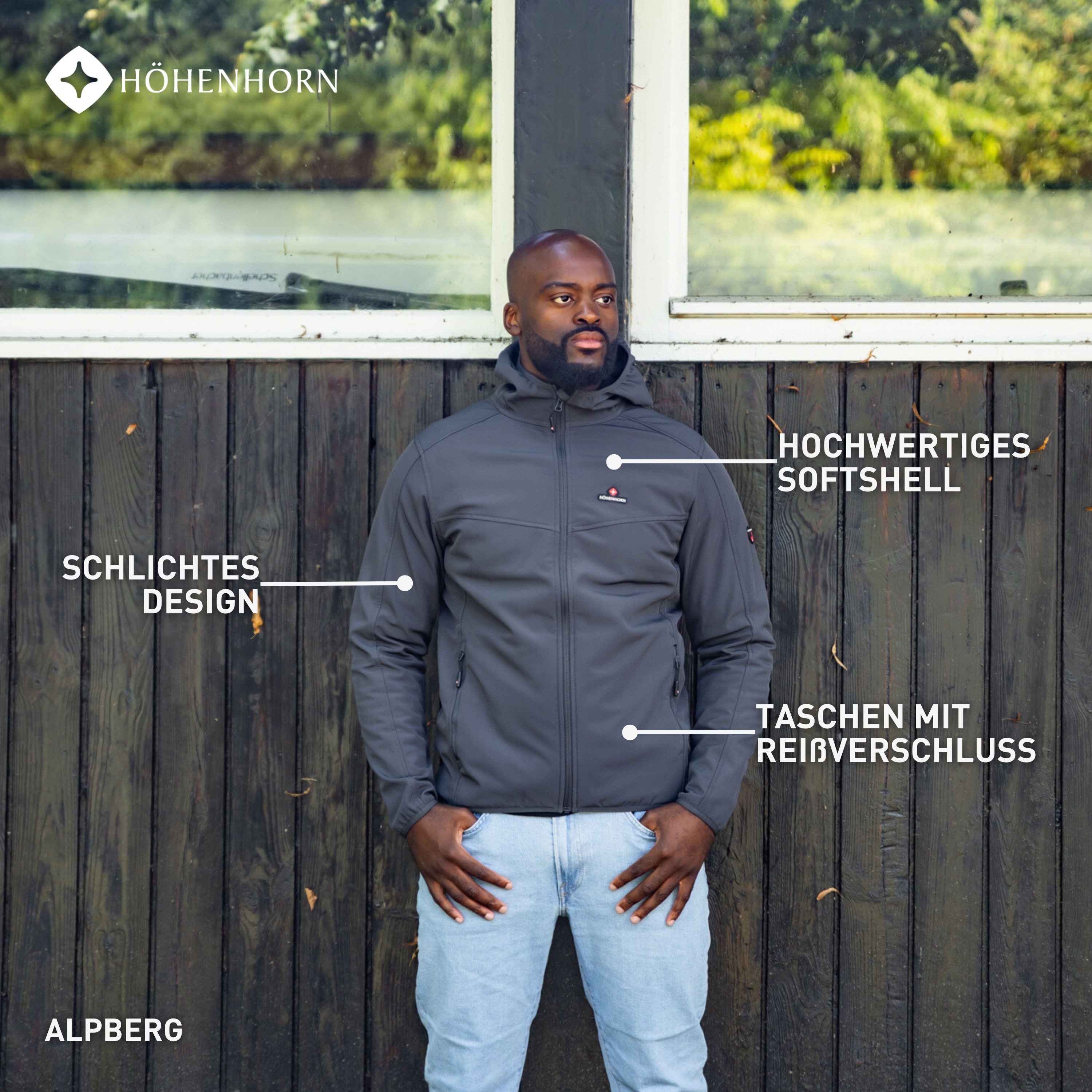 Höhenhorn Softshelljacke Alpberg Herren leichte Jacke für Männer Outdoor Übergangsjacke Microfleece-Innenfutter, Atmungsaktiv