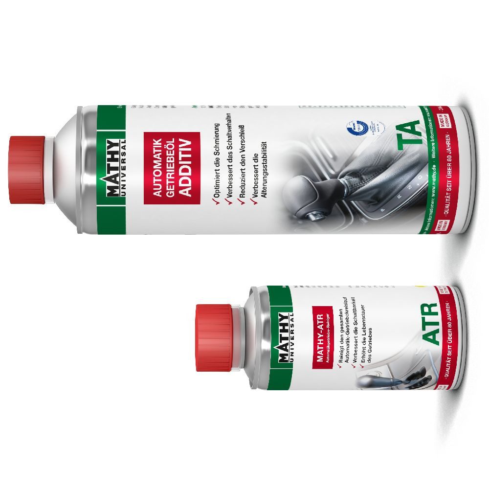 MATHY Getriebezusatz Automatikgetriebeöl-Reinigungsset 500 ml + 150 ml, 0,65 l, (2-St) Systemreiniger für Automatikgetriebe und Öladditiv für ATF-Öle