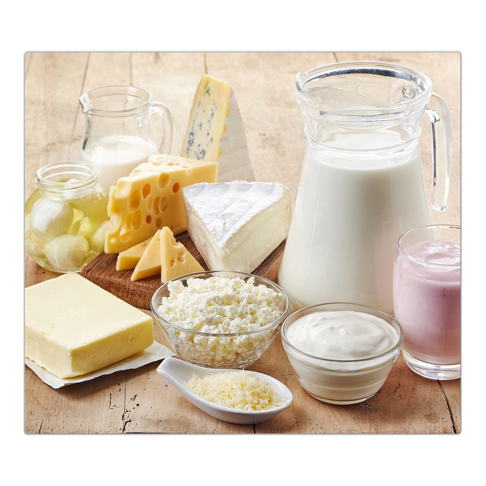 Primedeco Herd-Abdeckplatte Herdabdeckplatte Spritzschutz aus Glas Joghurt und Butter, Glas, (1 tlg)