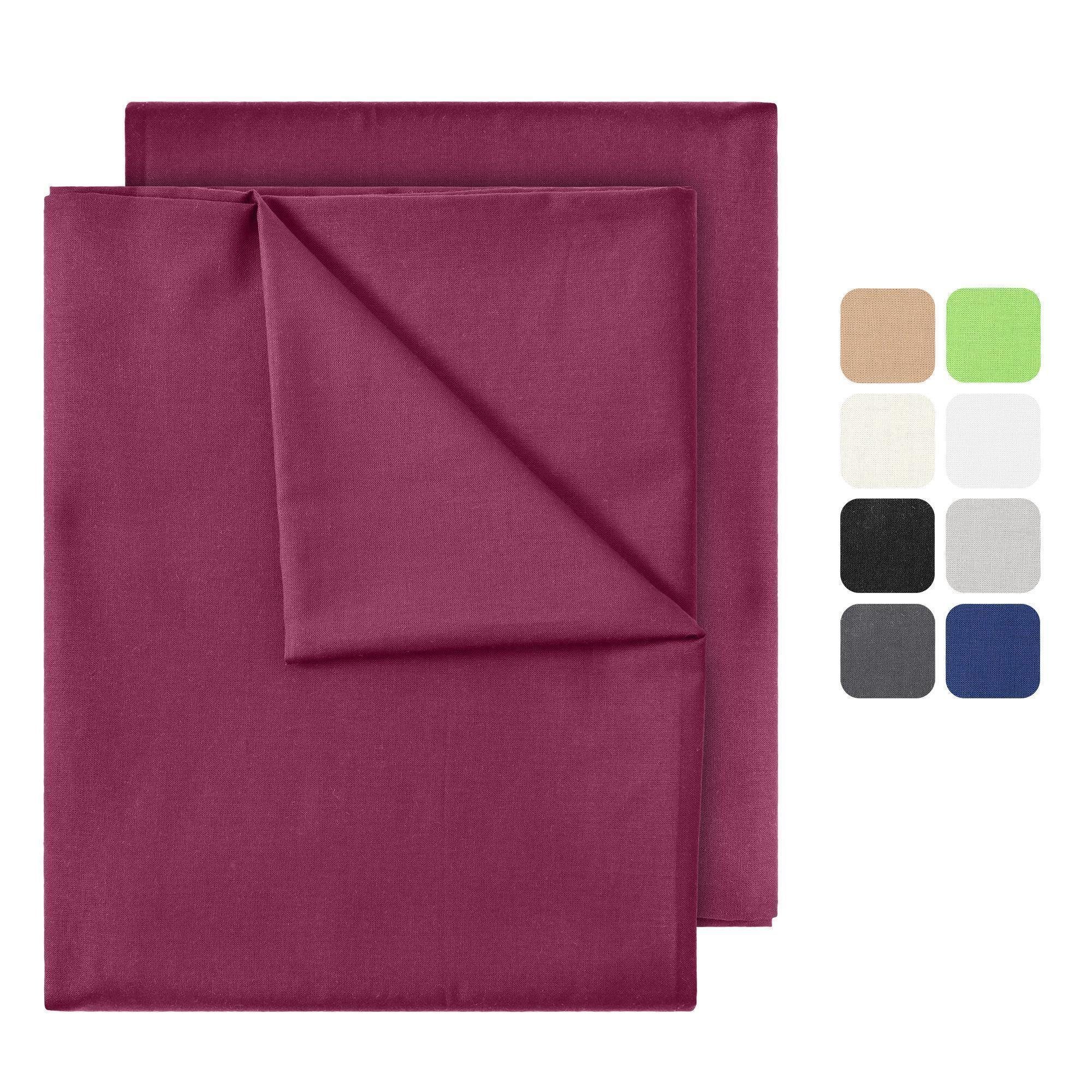 NatureMark Bettlaken 2er-Set klassisches Betttuch Haustuch, 100% Baumwolle, Gummizug: ohne, (2 Stück), Laken Haustuch, viele Größen und Farben, 180x275 cm, Bordeaux rot