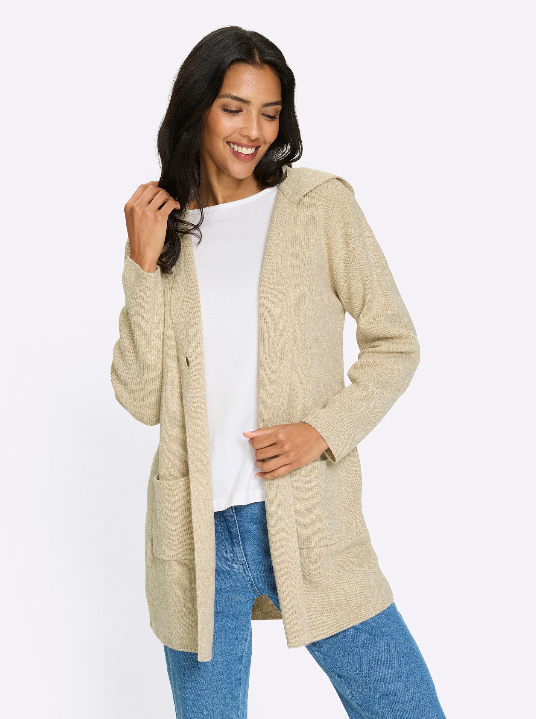 Sieh an! Strickjacke Strickjacke Langarm Jacquard