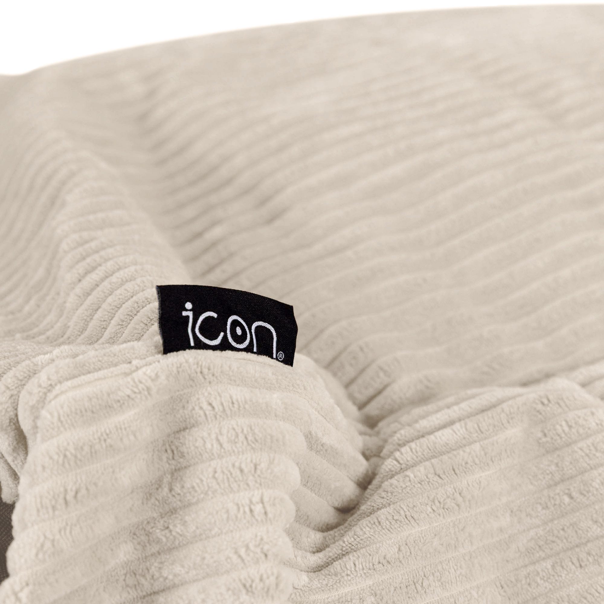 icon Sitzsack Sofa und Sessel aus Cord „Cecilia" mit und runder Sitzpouf (Spar-Set, 1 x Sofa, 1 x Sessel, 1 x Hocker), Made in Germany, für Erwachsene, Sitzsack XXL