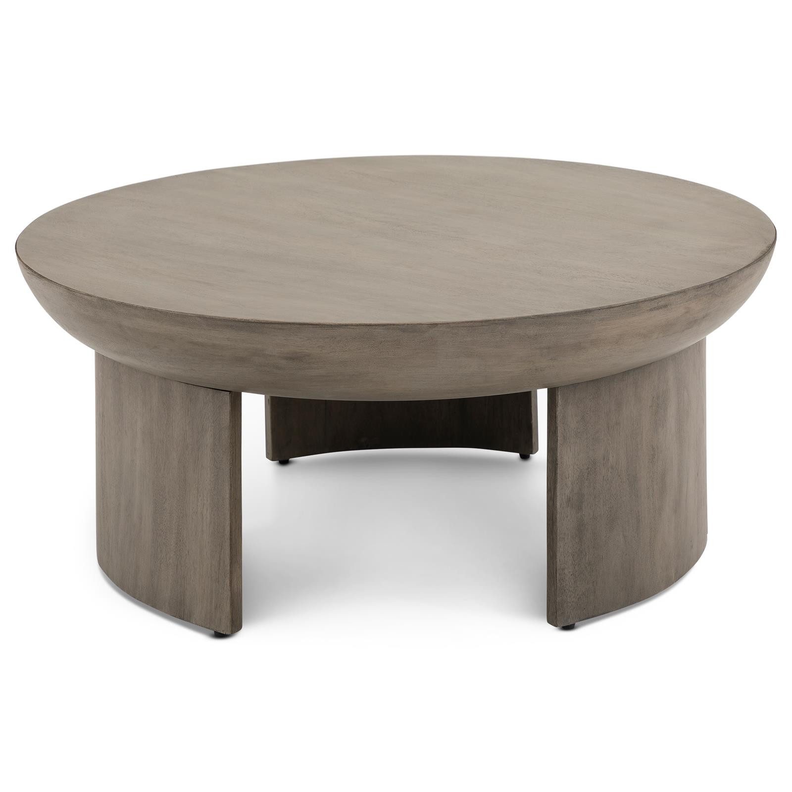 IDIMEX Couchtisch KUMASI, Wohnzimmertisch 90 cm aus massivem Mangoholz Grau
