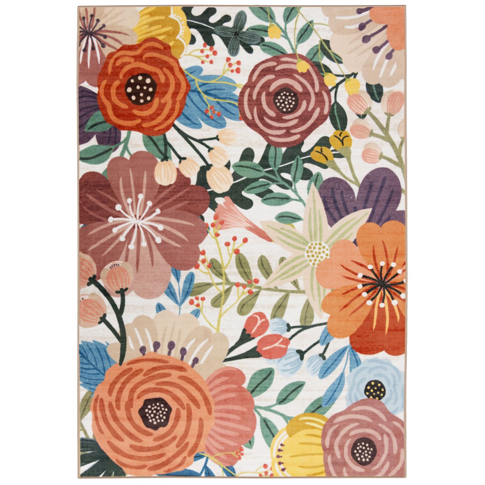 Floordirekt Teppich Fleur mit Blumenmuster, rutschfest & pflegeleicht aus Polyamid, rechteckig, Kurzflor Wohhnteppich für Flur, Wohnzimmer & Schlafzimmer, 160x230 cm