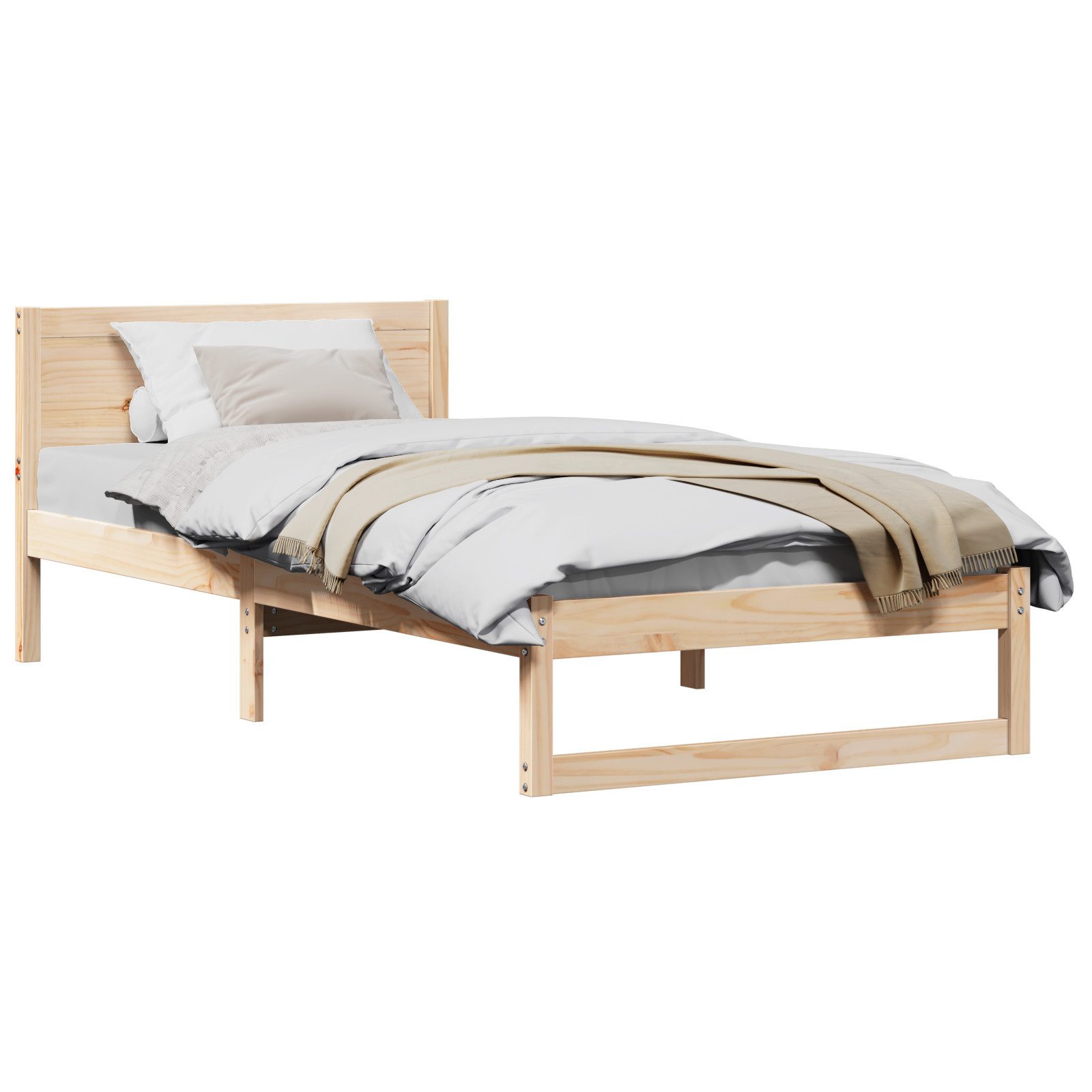 vidaXL Bett Bettgestell Natur Massivholz Kiefer günstig online kaufen