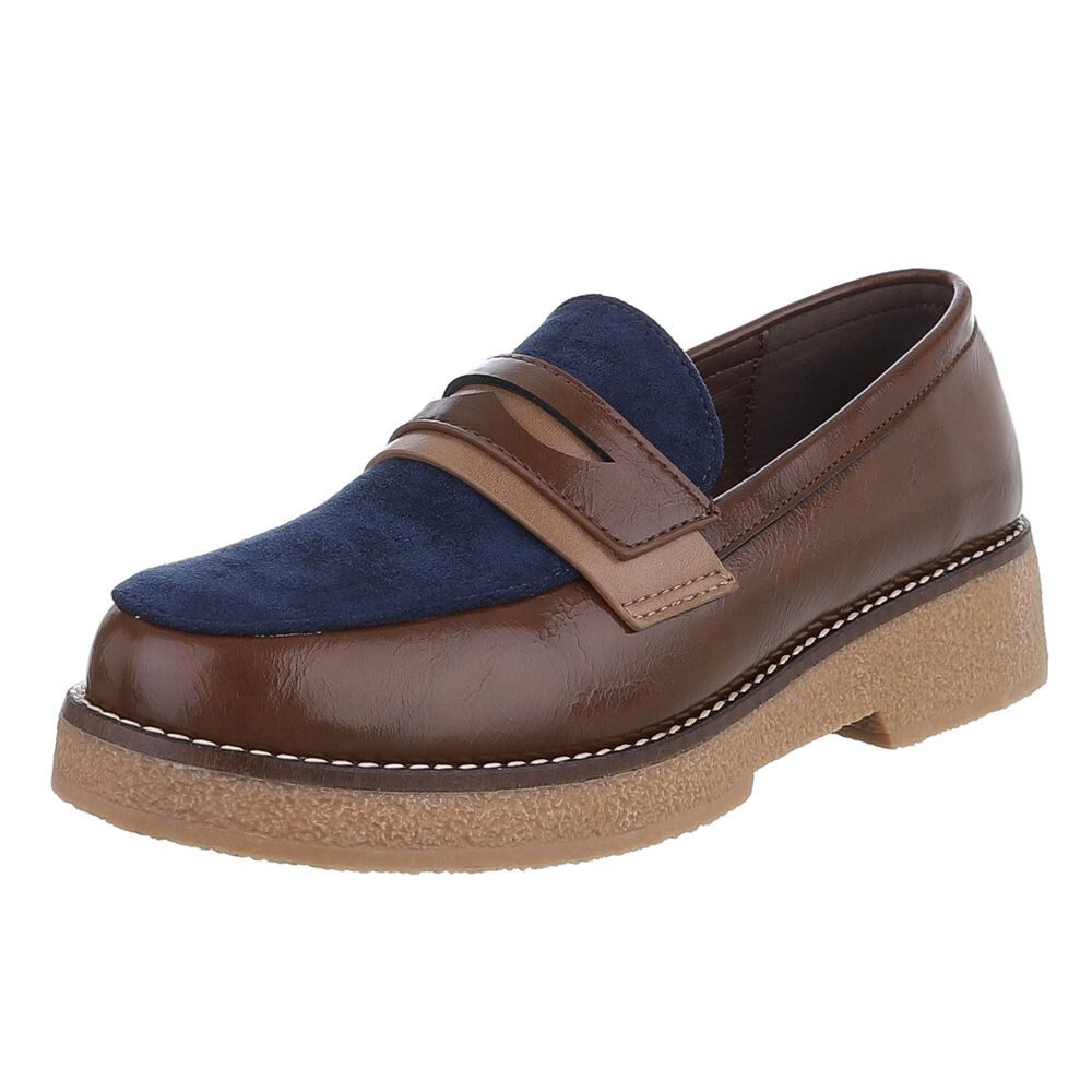 Ital-Design Elegante Damenkomfort-Schuhe mit Riemen für alle Anlässe Слипперы (90169312) Blockabsatz Мокасины in Braun