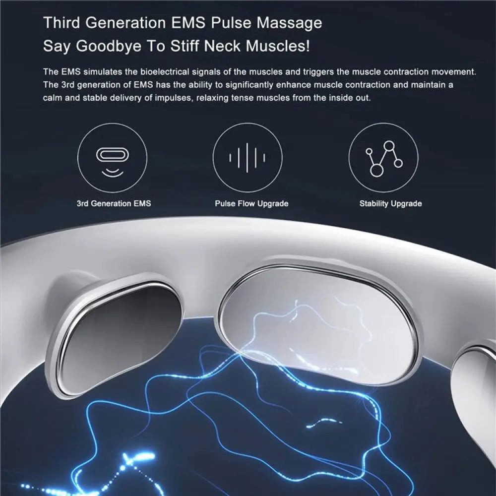 Sport-Knight® Massagegerät Elektrisches EMS Nackenmassagegerät mit 3 Massageköpfen, 4 Modi
