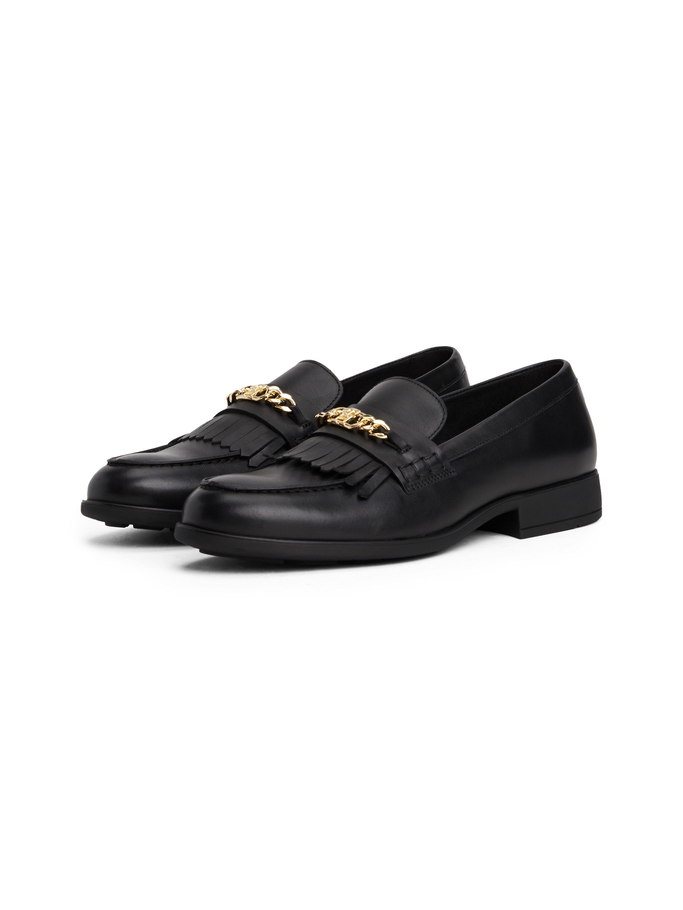 Tommy Hilfiger TH CHAIN FRINGE LEATHER LOAFER Loafer, Blockabsatz, Slipper, günstig online kaufen
