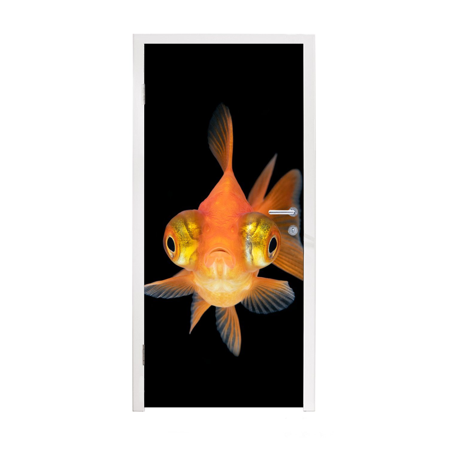 MuchoWow Türtapete Goldfisch - Meerestiere - Augen, Matt, bedruckt, (1 St), Fototapete für Tür, Türaufkleber, 75x205 cm