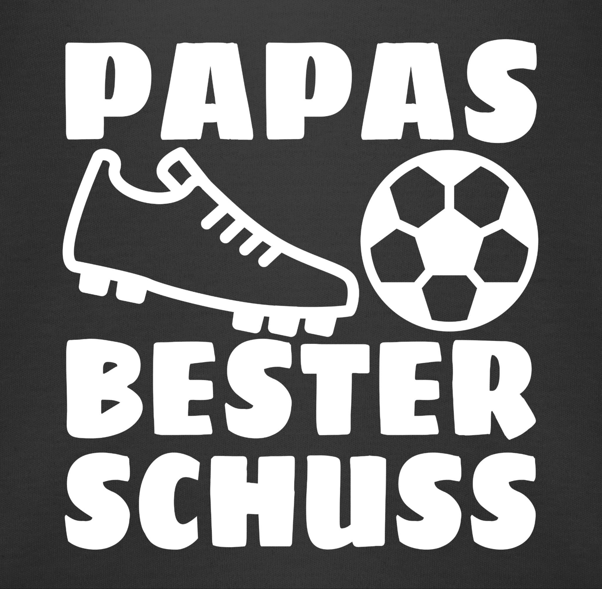 Shirtracer Shirtbody Papas bester 1 - weiß Schwarz Fussball Geschenk Vatertag Treffer mit Baby