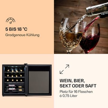 Klarstein Weinkühlschrank HEA-Ultimo-16-uno, für 16 Standardflaschen á 0,75l,Wein Flaschenkühlschrank Weintemperierschrank Weinschrank Kühlschrank