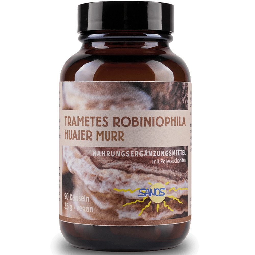 Sanos Trametes robiniophila Pilzextrakt-Huaier Murr-30 % Polysaccharide-90 Kapseln, 90 St., 35 g, Hochwertige Premiumqualität - vegan - Vitalpilz