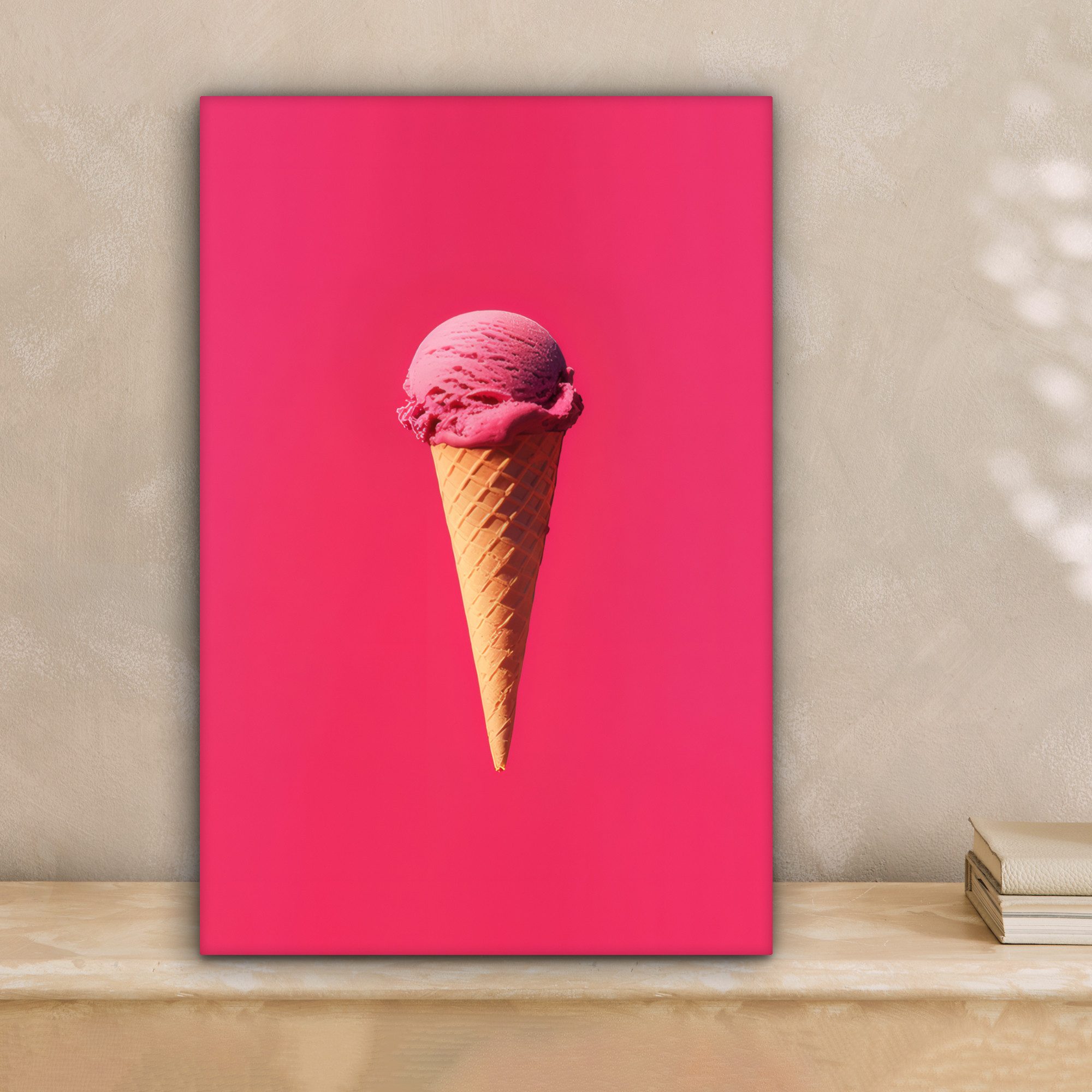 OneMillionCanvasses® Leinwandbild Schaufel Eiscreme - Rosa günstig online kaufen