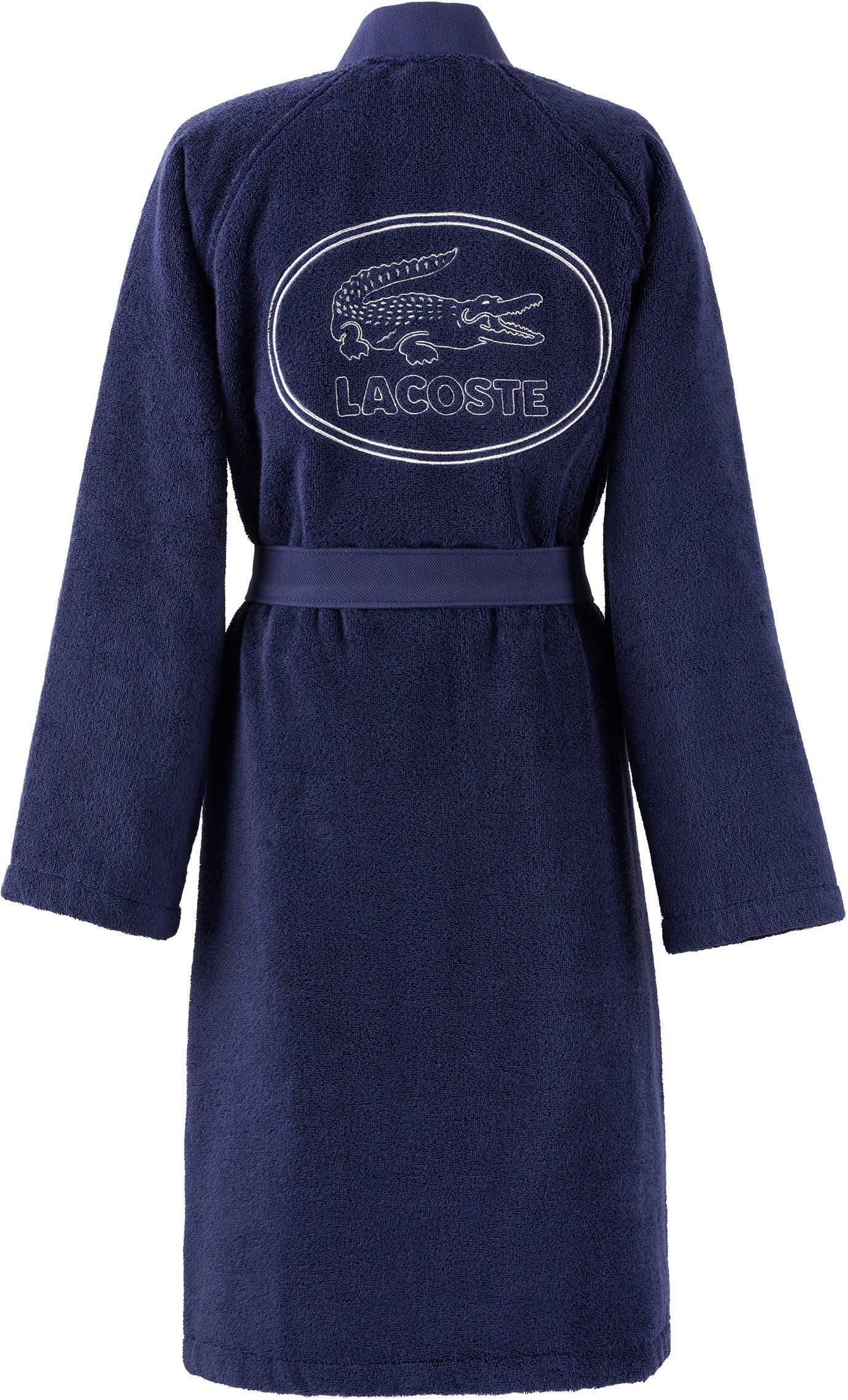 Lacoste Bademantel LDEFILE, Midilänge, Baumwolle, Kimono-Kragen, Gürtel, Mit Logo-Stickerei auf der Rückseite, aus 100% Baumwolle