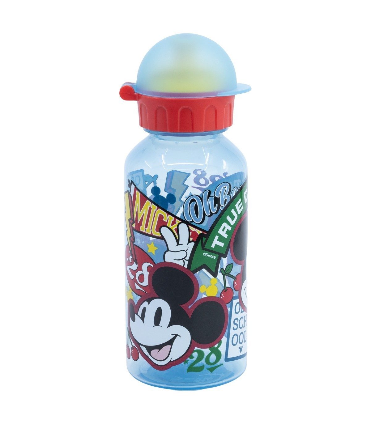 Disney Mickey Mouse Trinkflasche Kinder Trinkflasche 370 ml Schulflasche mit Sicherheitskappe
