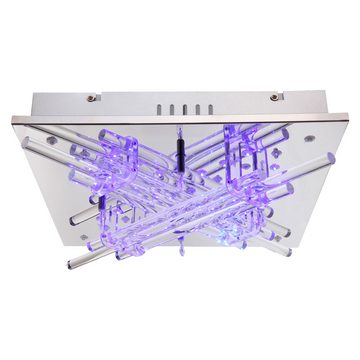 etc-shop LED Deckenleuchte, Leuchtmittel inklusive, Warmweiß, Deckenleuchte Glasstäbe klar Fernbedienung Farben fixierbar LED Picabi