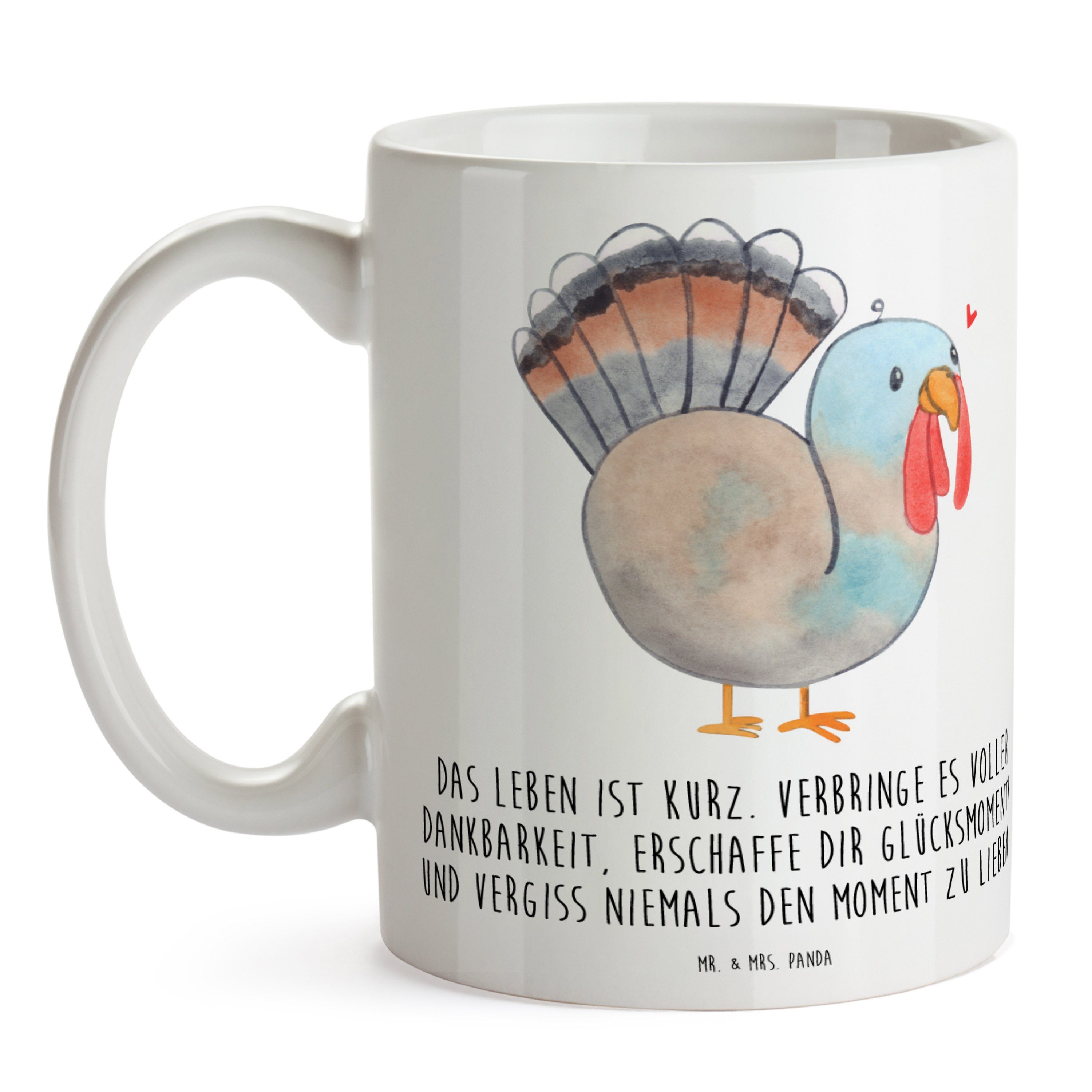 Truthahn - Keramik Tasse Tasse Geschenk, Mot, Panda Mr. Thanksgiving - & Erntedank Sprüche, Mrs. Weiß