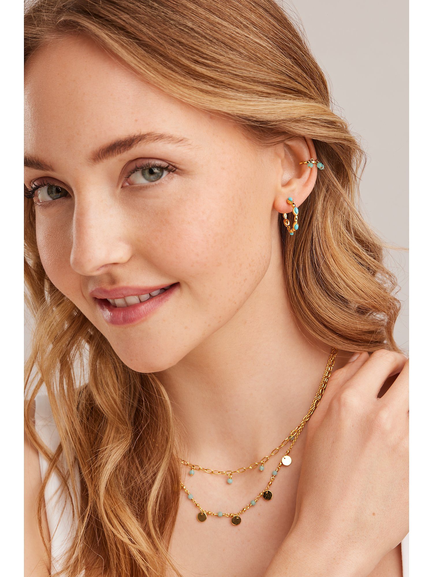 CAÏ Paar Creolen Caï Damen-Creolen 925er Silber 10 Türkis (Paar)