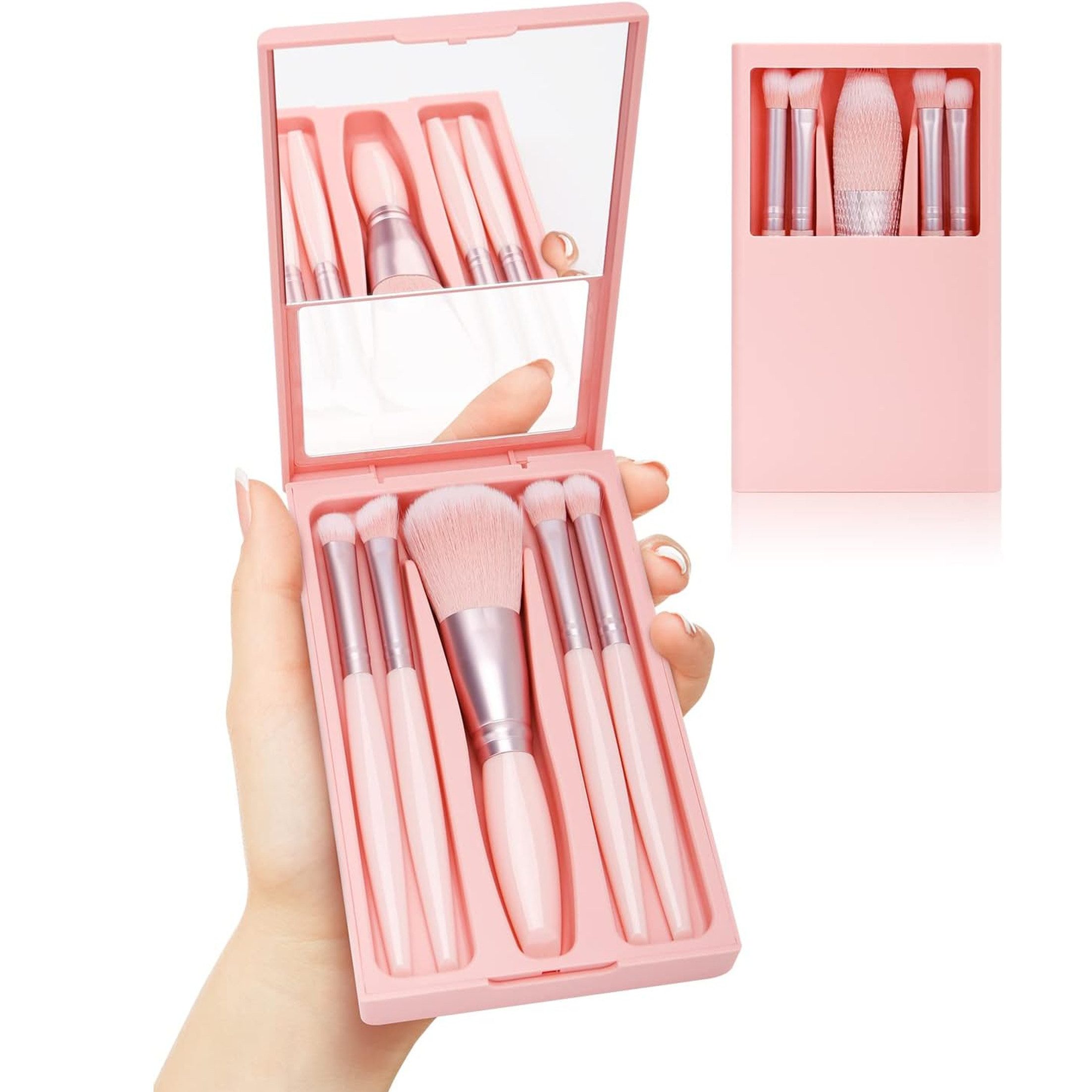 Scheiffy Kosmetikpinsel-Set Makeup-Pinsel mit Spiegel,5 Stück,Multifunktionale Makeup-Werkzeug-Set