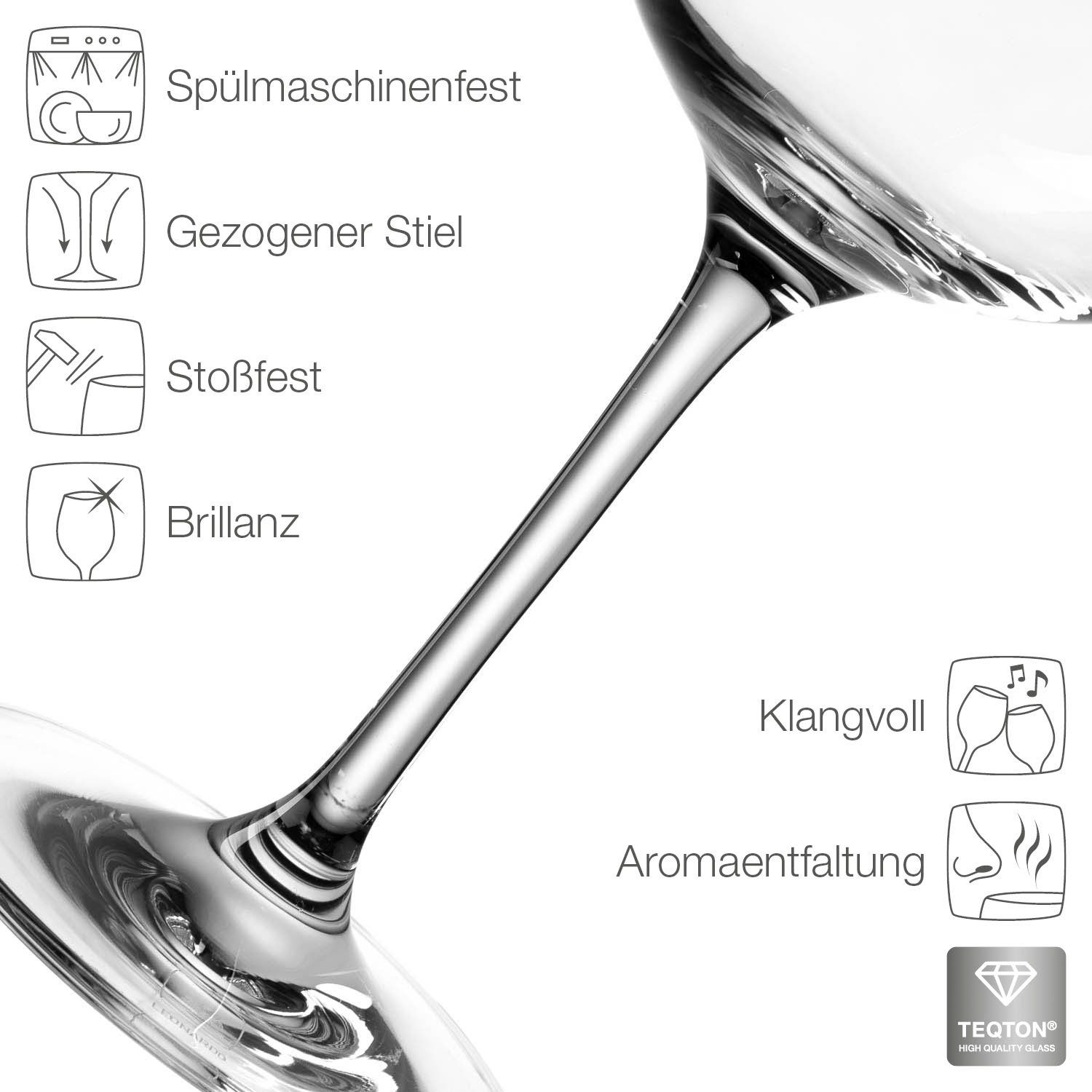 LEONARDO Rotweinglas TIVOLI, 6-tlg., Kristallglas, 700 ml, 6-teilig