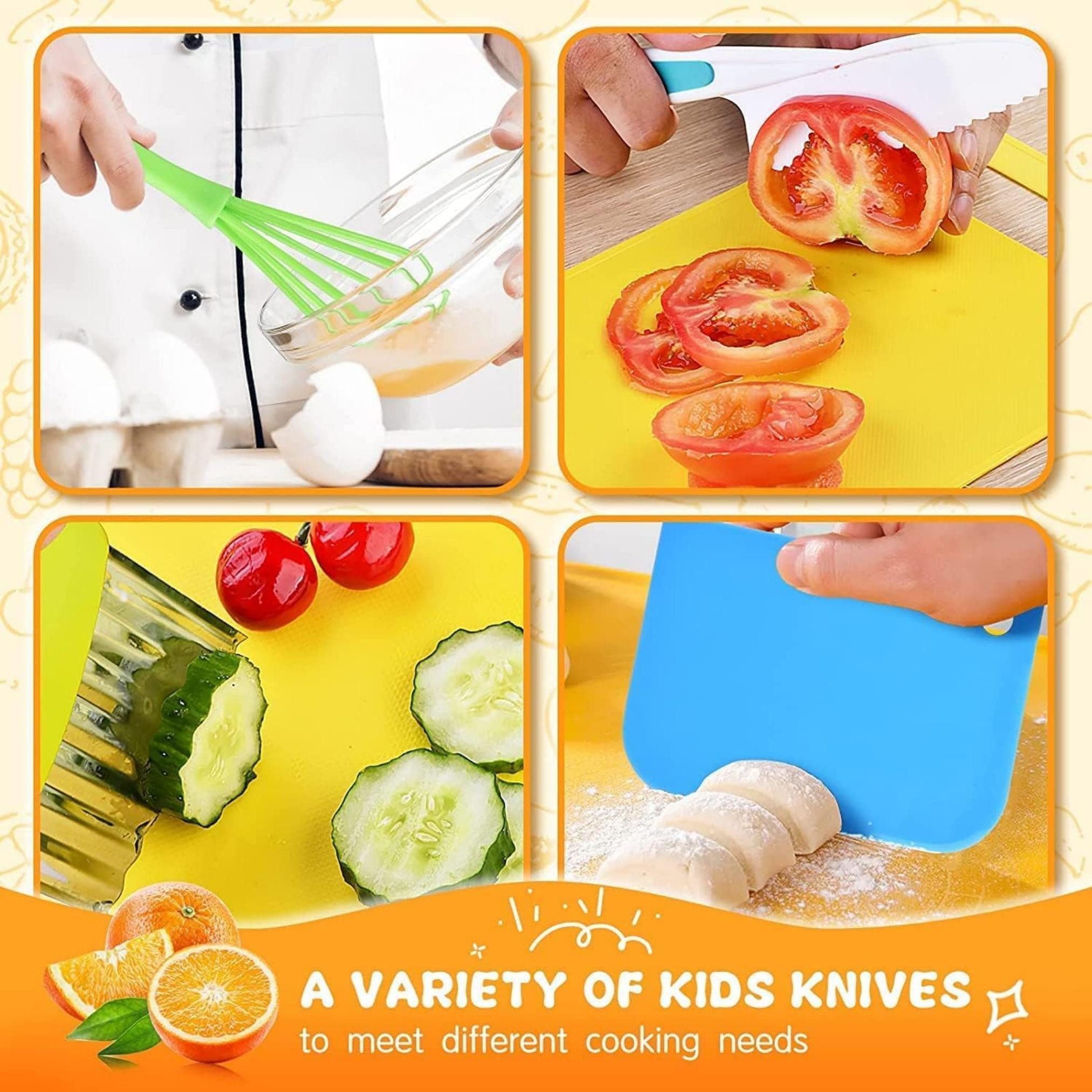 Coonoor Kinderkochmesser Kinder-Küchenmesser-Set zum Schneiden und Kochen