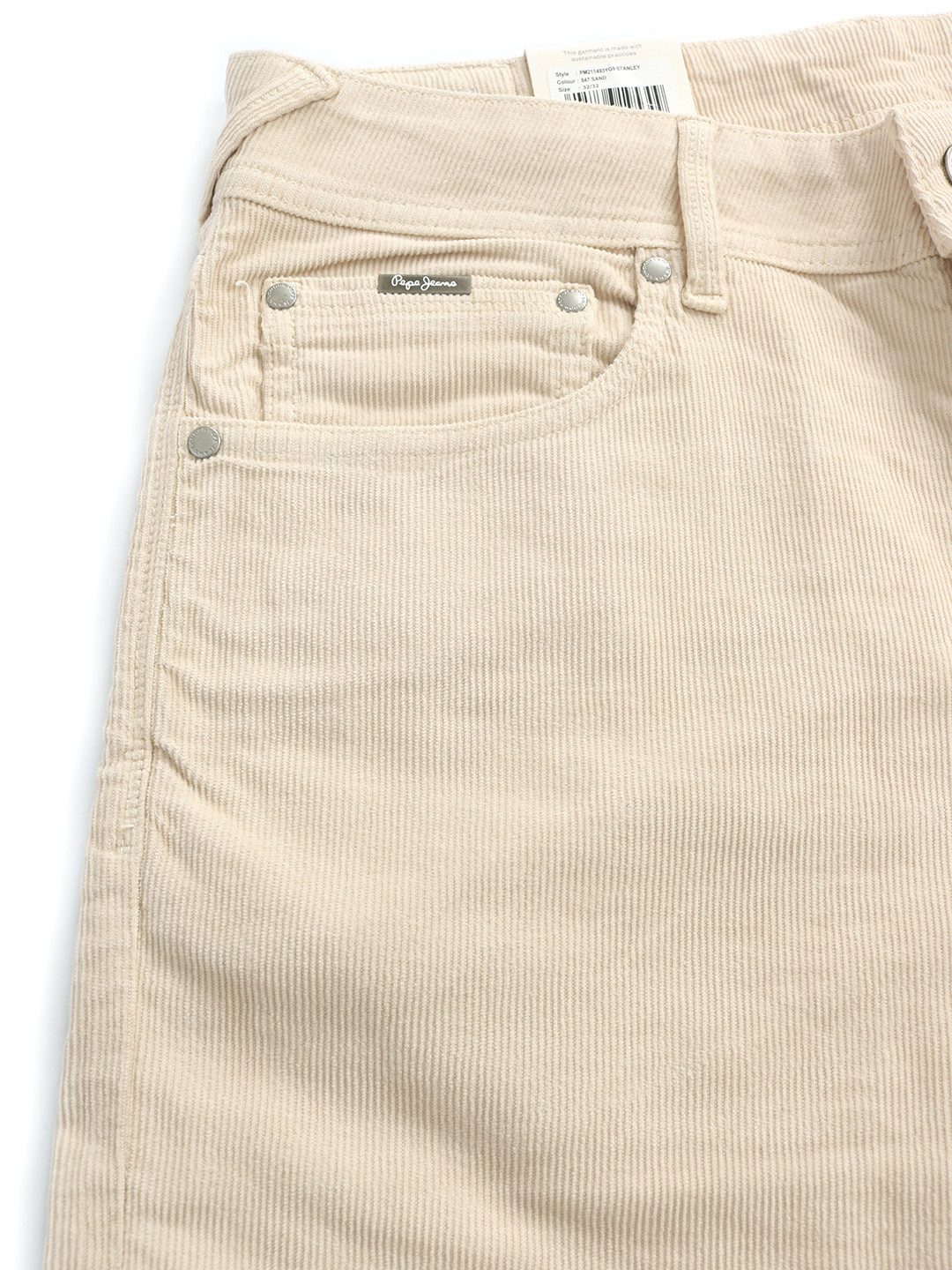 Pepe Jeans Cordhose Tapered Fit Samtweich - Stanley Sand