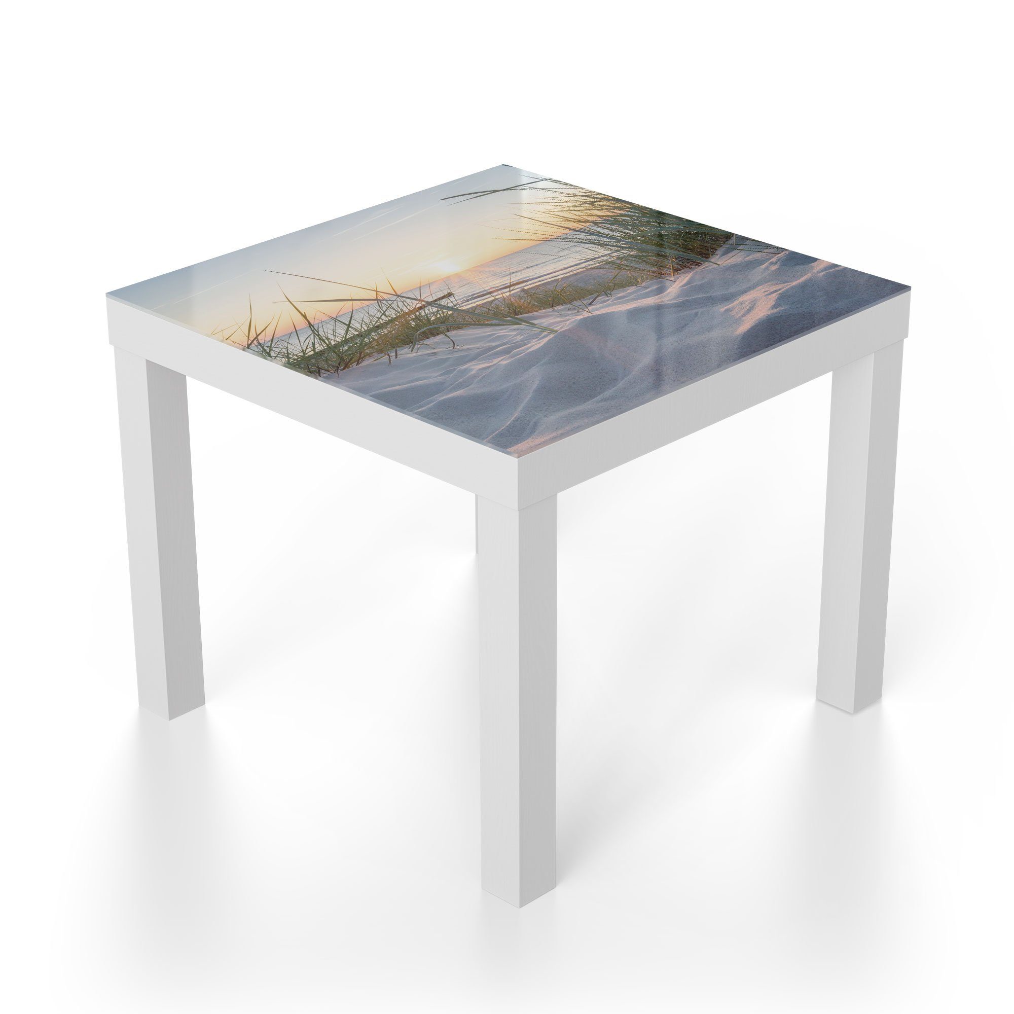 Couchtisch 'Ostsee Sonnenuntergang', DEQORI Weiß Glastisch Beistelltisch Glas modern