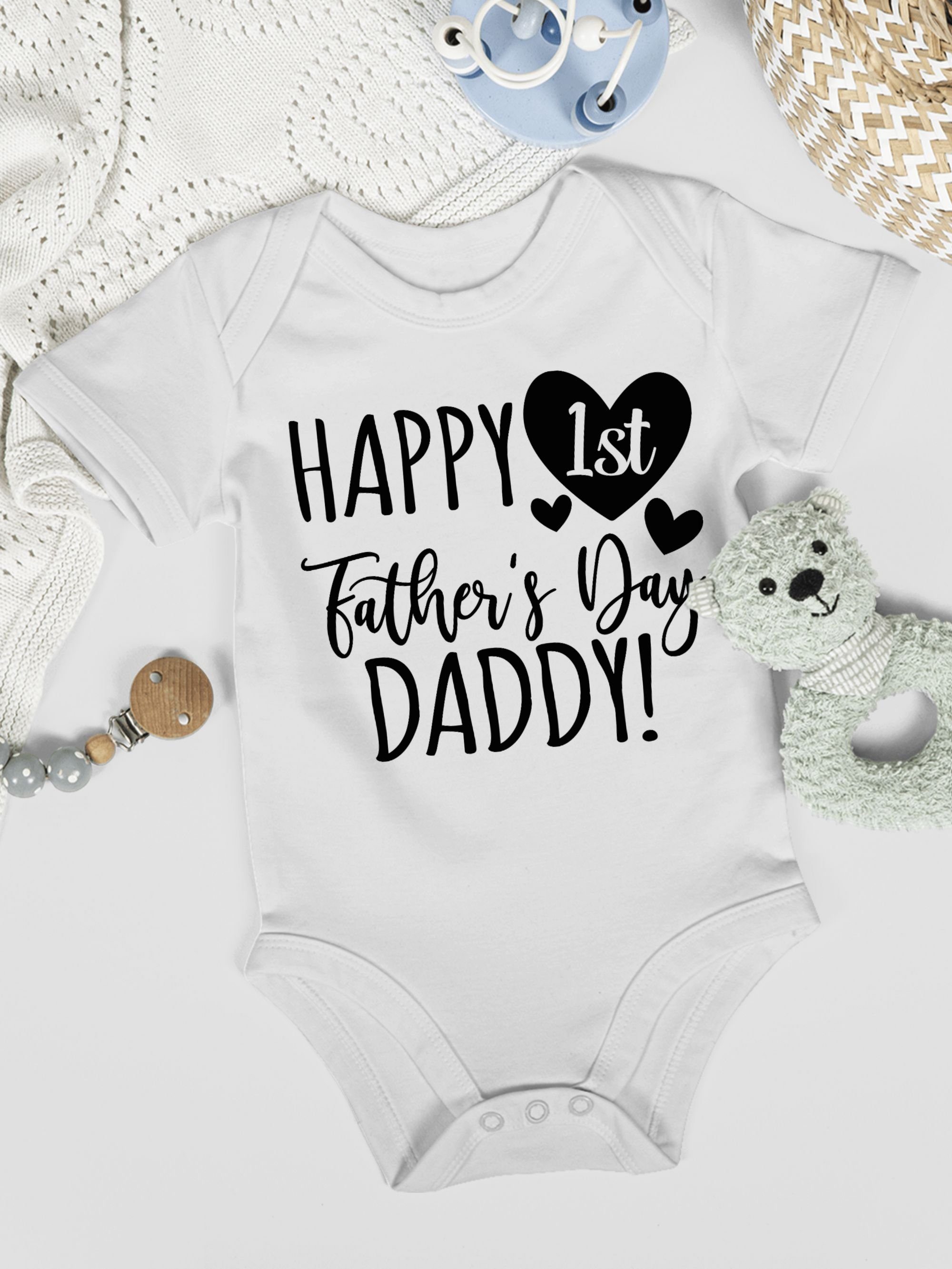 Shirtracer Shirtbody Happy 1st Father's Day Daddy! - schwarz Geschenk Vatertag Baby