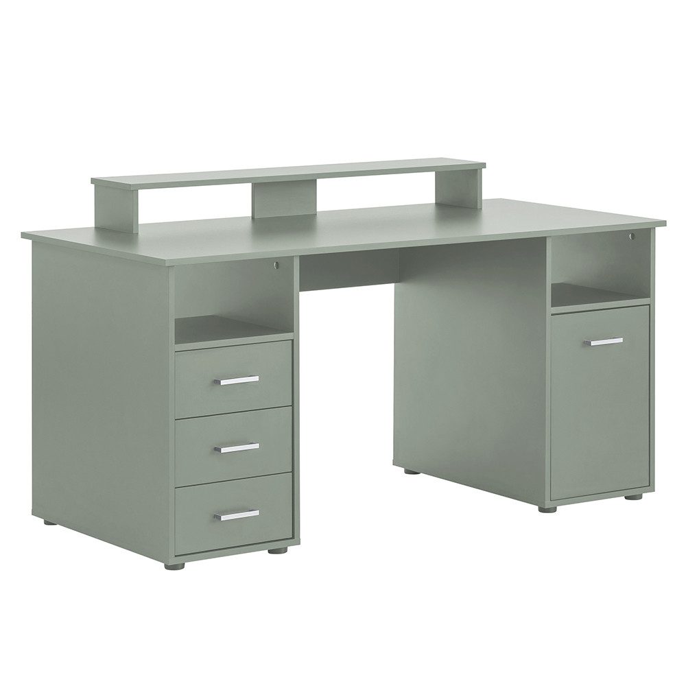 Lomadox Schreibtisch NEVERS-80, grün, 3 Schubkästen, 1 Tür, B/H/T ca. 150/86,7/70 cm