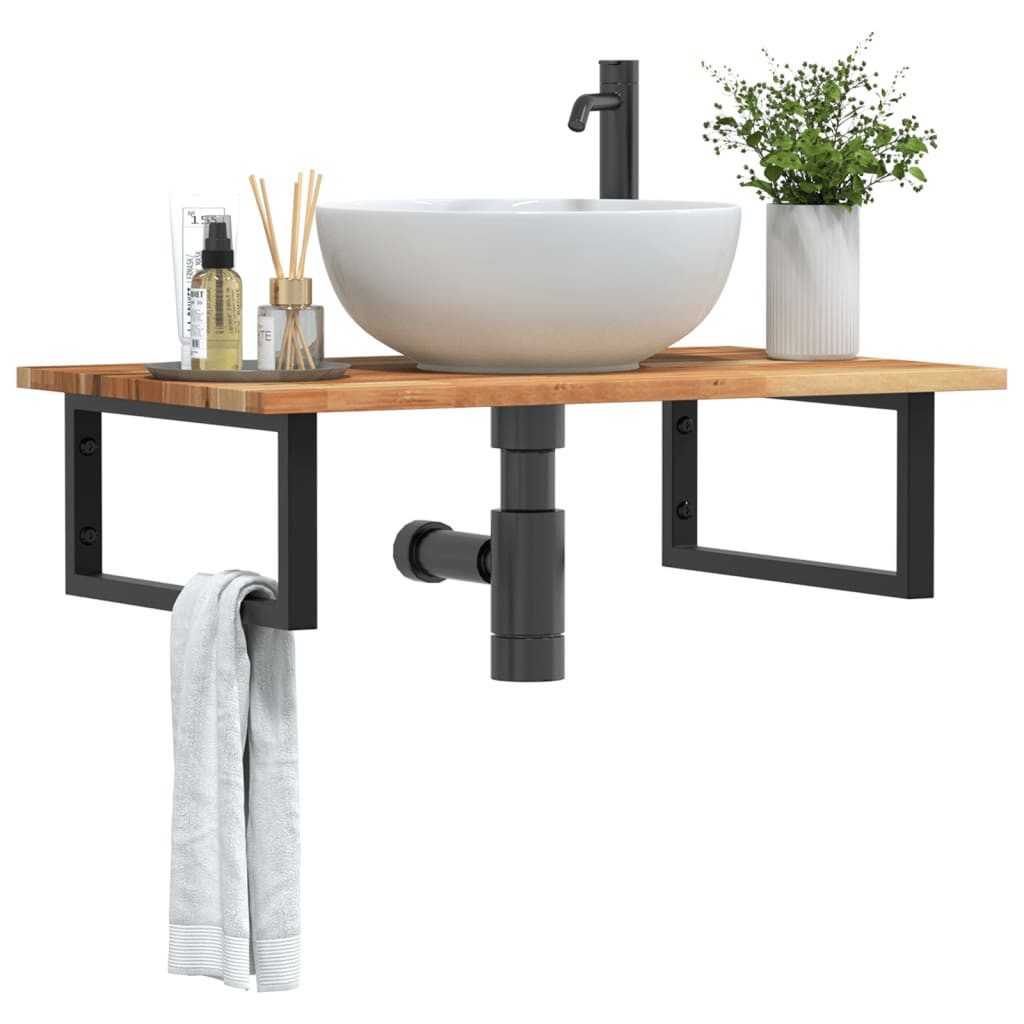 vidaXL Badezimmerspiegelschrank Waschbeckenregal Wandmontage Stahl und nholz (1-St)