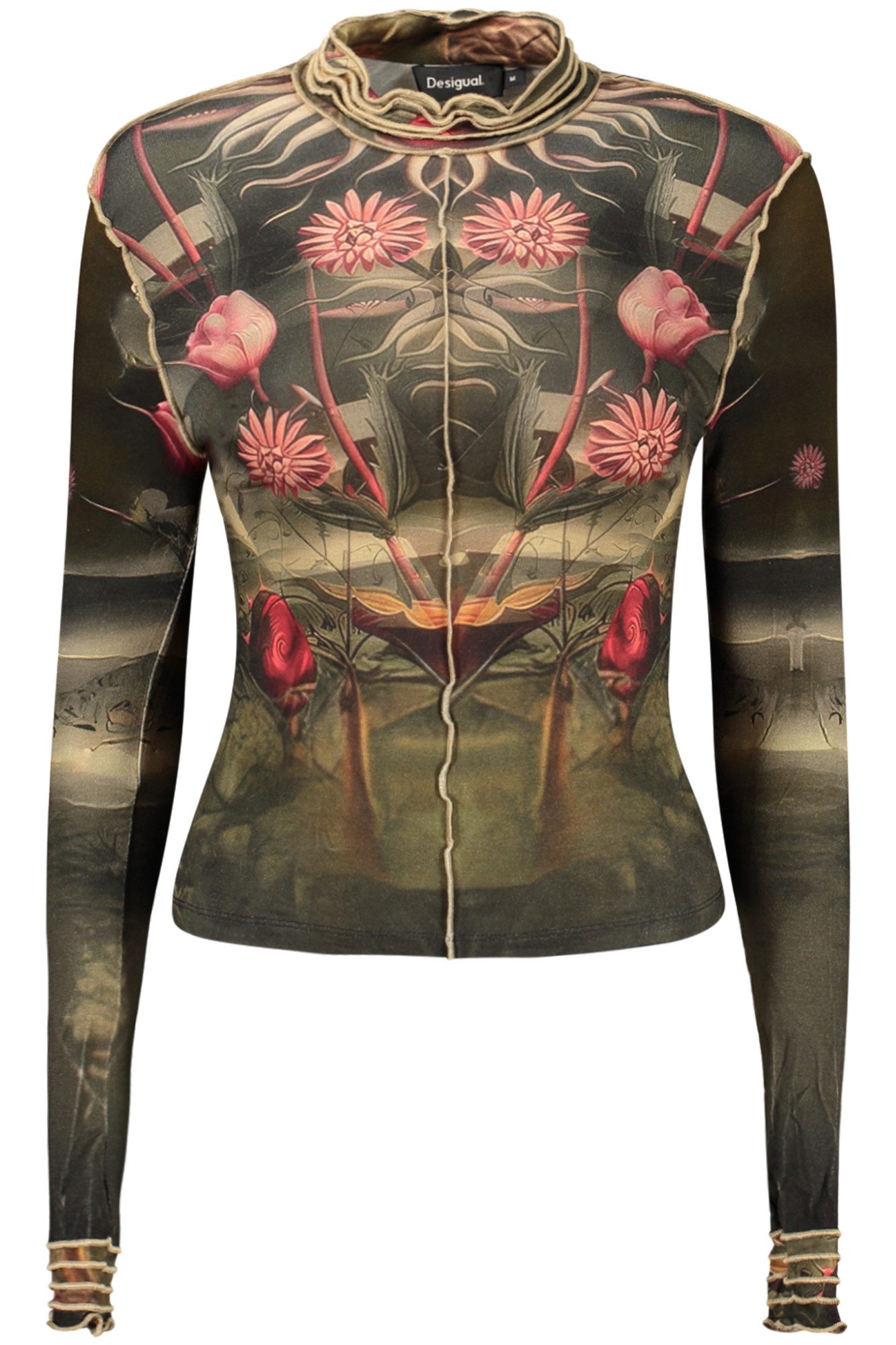 Desigual T-Shirt Schwarzes Langarmshirt mit Rollkragen und