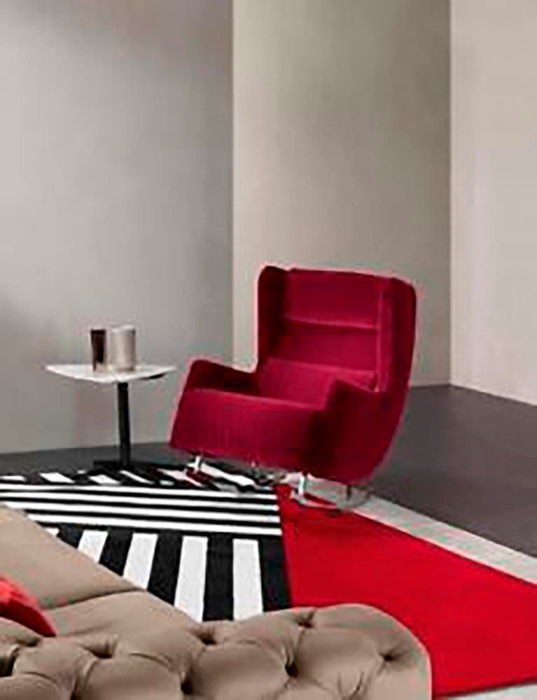 JVmoebel Sessel Luxus Sessel Modern (Sessel), Luxus Echtholz Europe Möbel Polster in Stil Rot Made Italienischer
