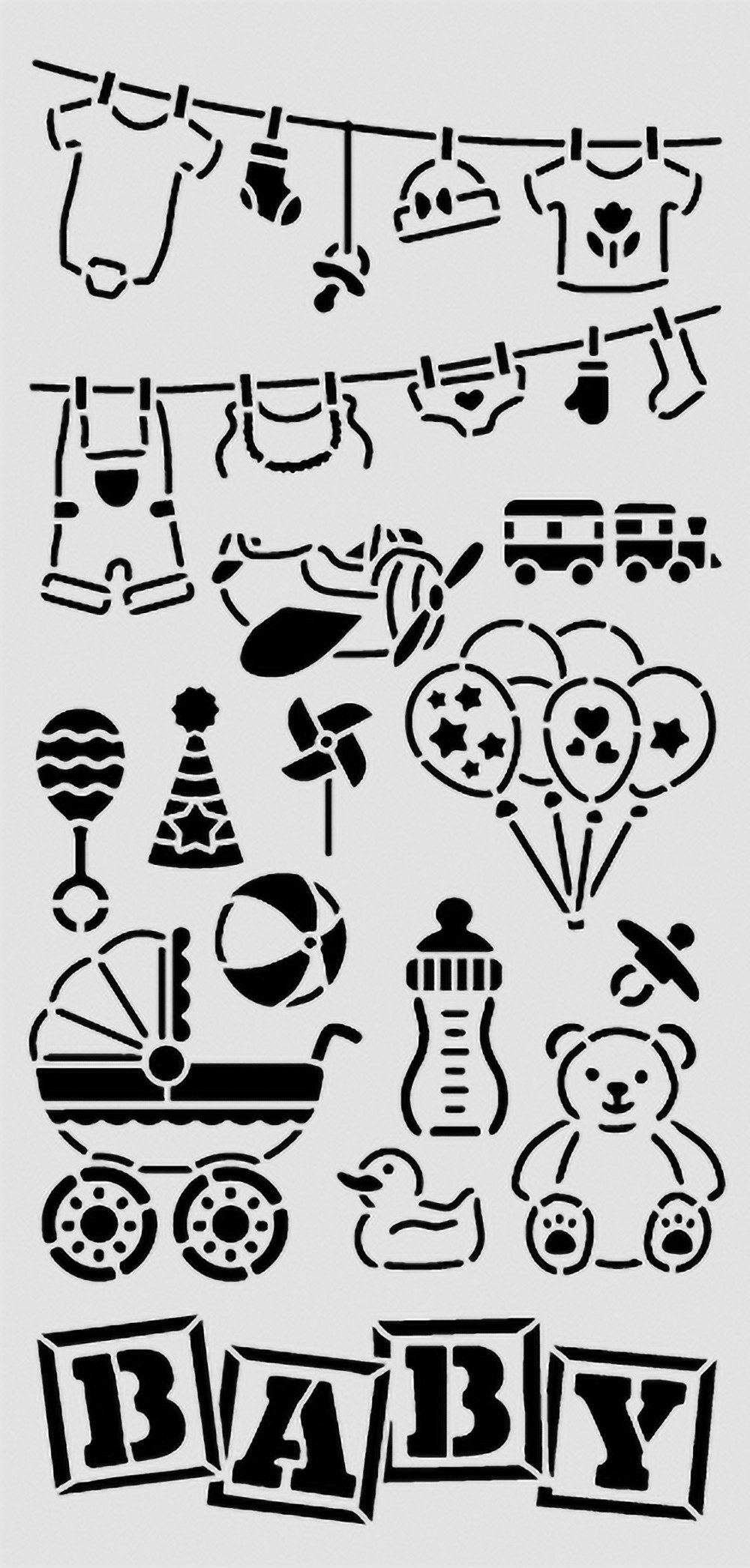 Stamperia Malschablone Schablone Baby - Elements, 12 x 25 cm