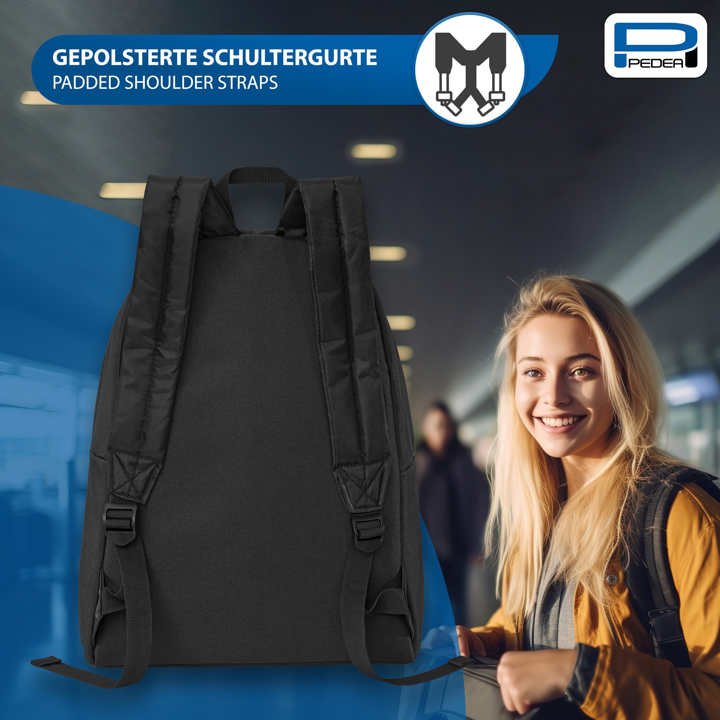 PEDEA Freizeitrucksack STYLE Daypack für Damen & Herren (13,3 Zoll (33,8 cm), gepolstert, wasserabweisend