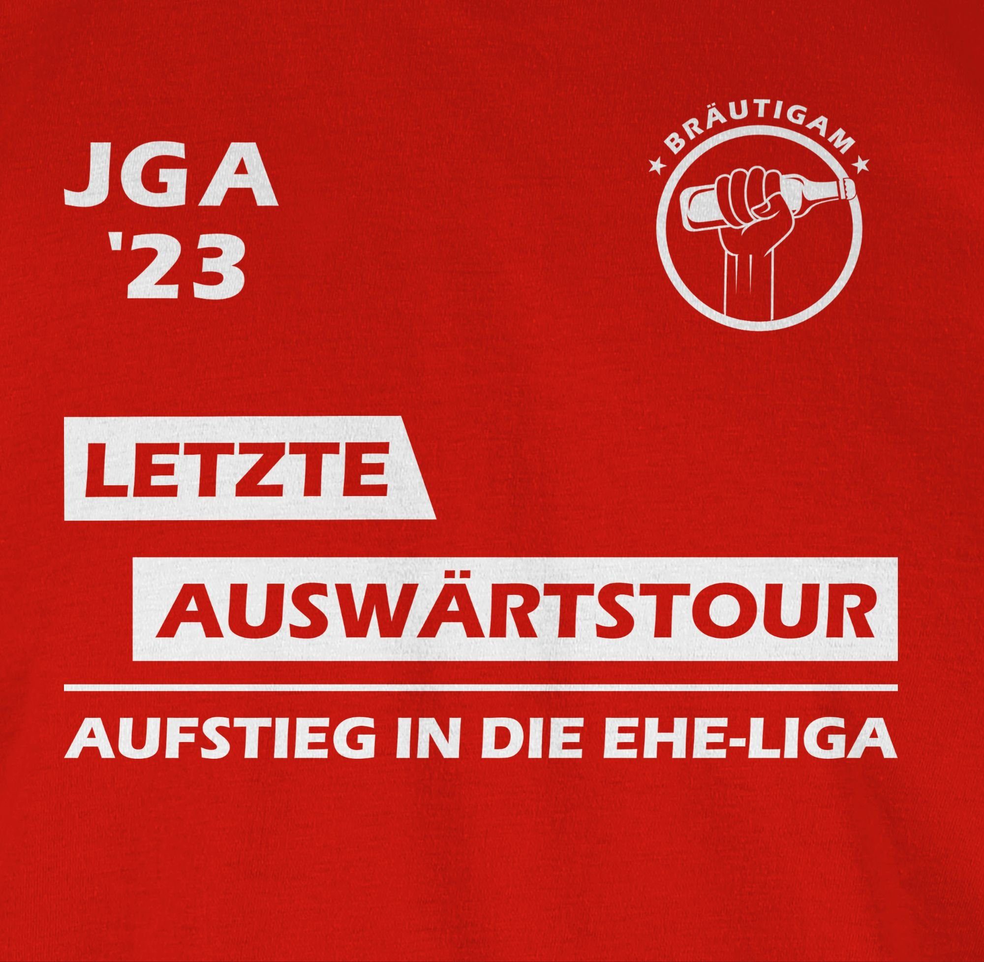 - JGA Auswärtstour I Männer Shirtracer Team T-Shirt Rot JGA Letzte 02 Bräutigam 2023