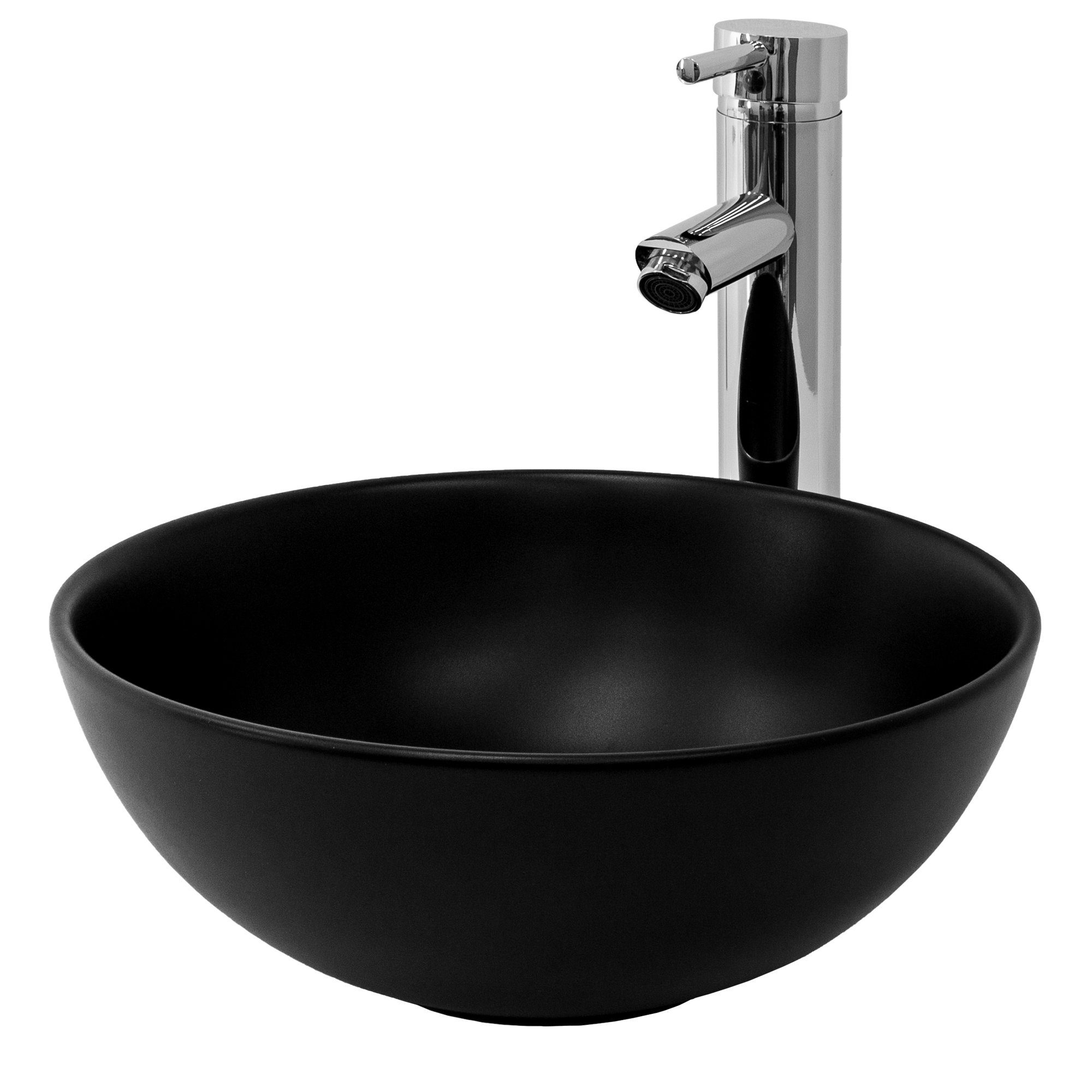 LuxeBath Waschbecken Aufsatzwaschbecken aus Keramik Waschtisch für Badezimmer und Gäste-WC, Aufsatzwaschtisch Handwaschbecken Ø 32x13,5 cm Rund Spülbecken